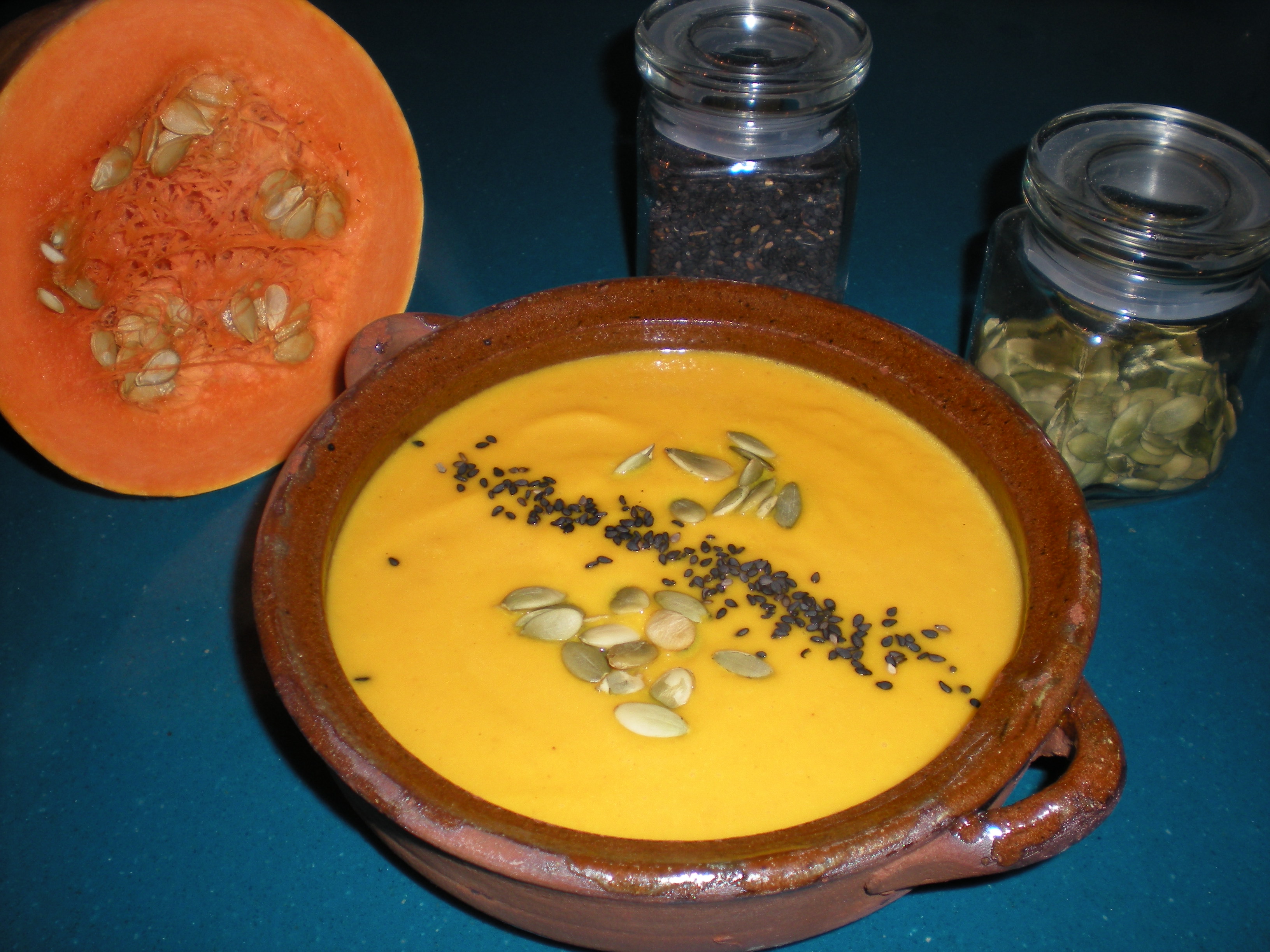 Crema de carabassa amb poma i curri